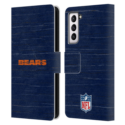 NFL Chicago Bears Logo Distressed Look Leather Book Wallet Case Cover For Samsung Galaxy S21 5G