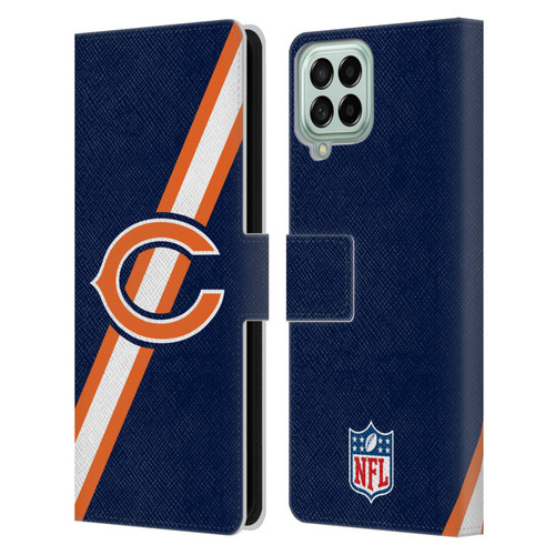 NFL Chicago Bears Logo Stripes Leather Book Wallet Case Cover For Samsung Galaxy M33 (2022)