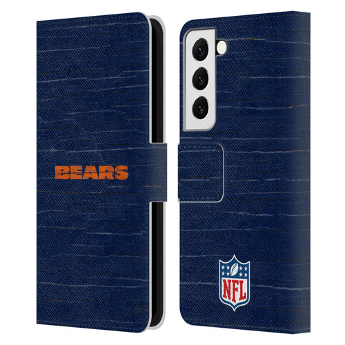 NFL Chicago Bears Logo Distressed Look Leather Book Wallet Case Cover For Samsung Galaxy S22 5G