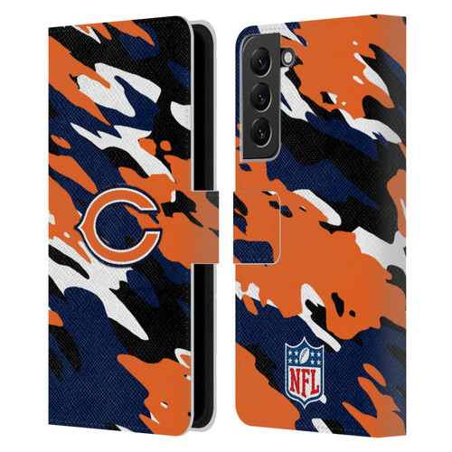 NFL Chicago Bears Logo Camou Leather Book Wallet Case Cover For Samsung Galaxy S22+ 5G