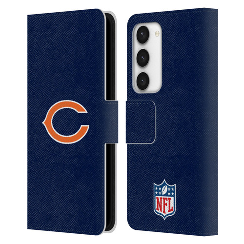 NFL Chicago Bears Logo Plain Leather Book Wallet Case Cover For Samsung Galaxy S23 5G