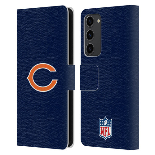 NFL Chicago Bears Logo Plain Leather Book Wallet Case Cover For Samsung Galaxy S23+ 5G