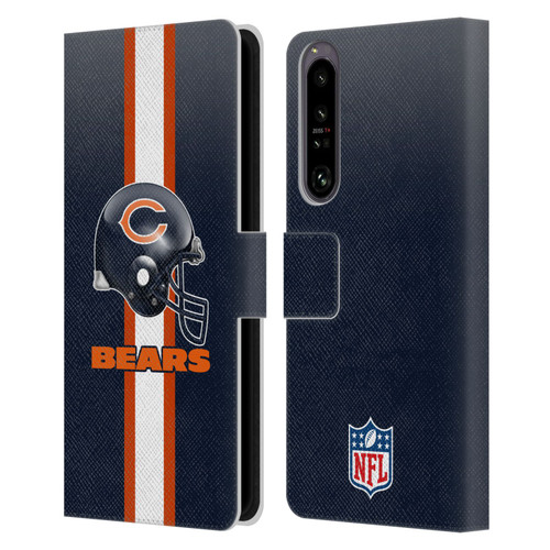NFL Chicago Bears Logo Helmet Leather Book Wallet Case Cover For Sony Xperia 1 IV