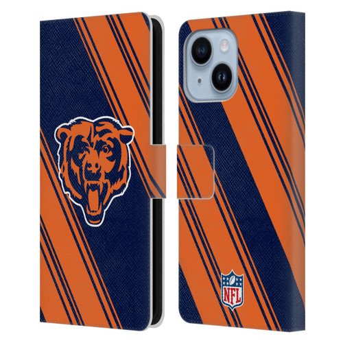 NFL Chicago Bears Artwork Stripes Leather Book Wallet Case Cover For Apple iPhone 14 Plus