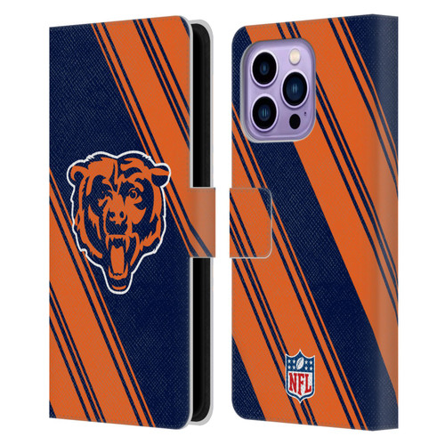 NFL Chicago Bears Artwork Stripes Leather Book Wallet Case Cover For Apple iPhone 14 Pro Max