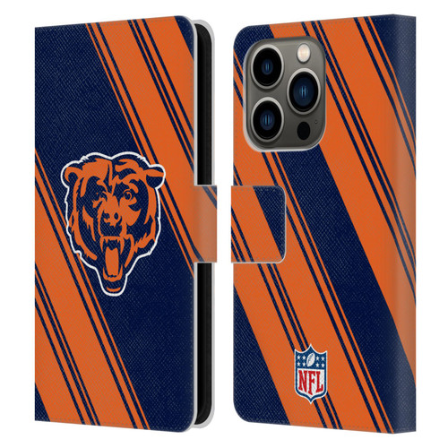 NFL Chicago Bears Artwork Stripes Leather Book Wallet Case Cover For Apple iPhone 14 Pro