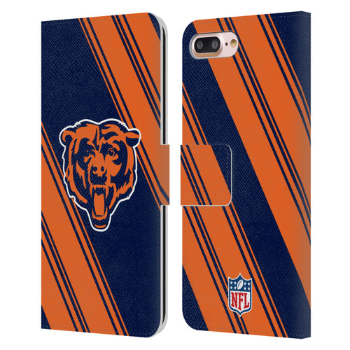 NFL Chicago Bears Artwork Stripes Leather Book Wallet Case Cover For Apple iPhone 7 Plus / iPhone 8 Plus