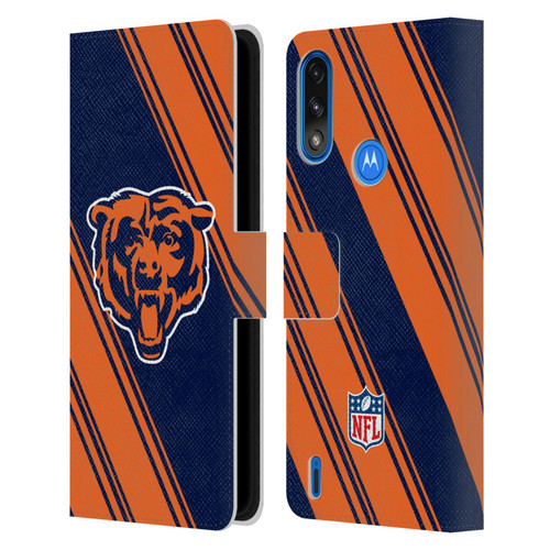 NFL Chicago Bears Artwork Stripes Leather Book Wallet Case Cover For Motorola Moto E7 Power / Moto E7i Power