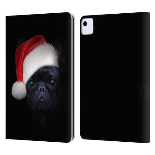 Klaudia Senator French Bulldog 2 Christmas Hat Leather Book Wallet Case Cover For Apple iPad Air 11 2020/2022/2024