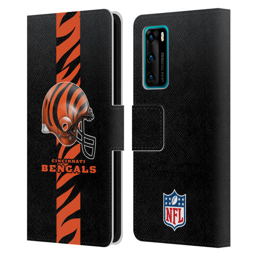 NFL Cincinnati Bengals Logo Helmet Leather Book Wallet Case Cover For Huawei P40 5G