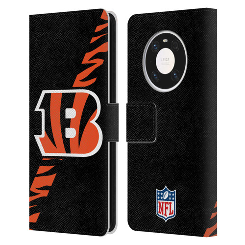 NFL Cincinnati Bengals Logo Stripes Leather Book Wallet Case Cover For Huawei Mate 40 Pro 5G