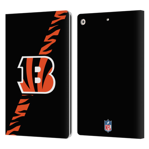 NFL Cincinnati Bengals Logo Stripes Leather Book Wallet Case Cover For Apple iPad 10.2 2019/2020/2021