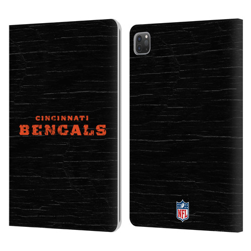NFL Cincinnati Bengals Logo Distressed Look Leather Book Wallet Case Cover For Apple iPad Pro 11 2020 / 2021 / 2022