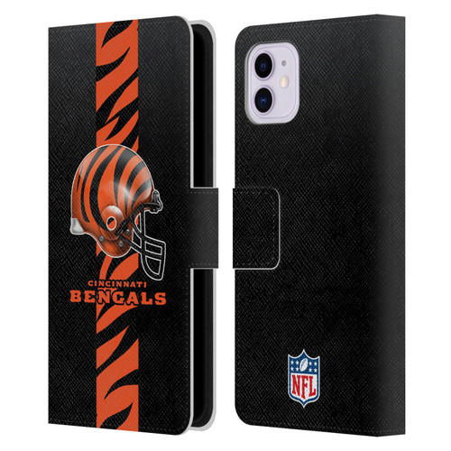 NFL Cincinnati Bengals Logo Helmet Leather Book Wallet Case Cover For Apple iPhone 11