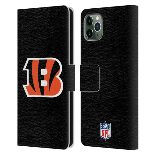 NFL Cincinnati Bengals Logo Plain Leather Book Wallet Case Cover For Apple iPhone 11 Pro Max