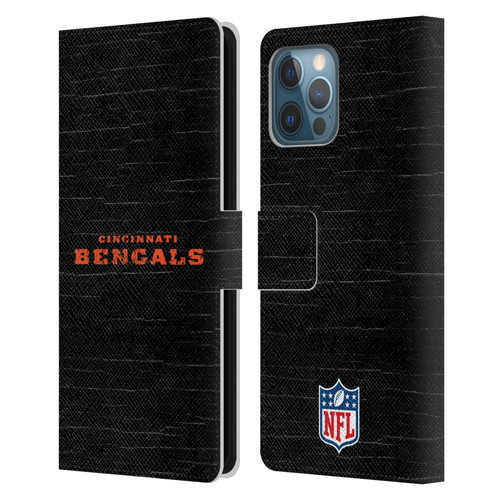 NFL Cincinnati Bengals Logo Distressed Look Leather Book Wallet Case Cover For Apple iPhone 12 Pro Max