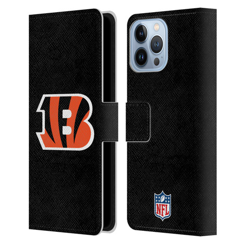 NFL Cincinnati Bengals Logo Plain Leather Book Wallet Case Cover For Apple iPhone 13 Pro Max