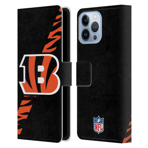 NFL Cincinnati Bengals Logo Stripes Leather Book Wallet Case Cover For Apple iPhone 13 Pro Max
