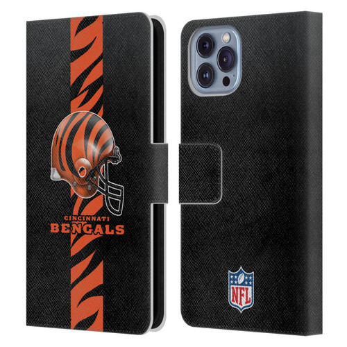 NFL Cincinnati Bengals Logo Helmet Leather Book Wallet Case Cover For Apple iPhone 14
