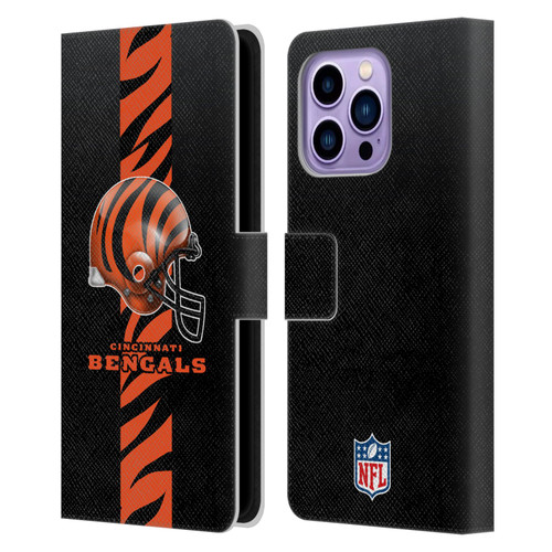 NFL Cincinnati Bengals Logo Helmet Leather Book Wallet Case Cover For Apple iPhone 14 Pro Max