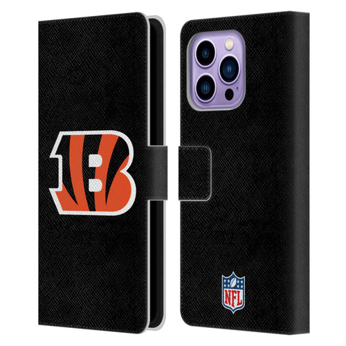 NFL Cincinnati Bengals Logo Plain Leather Book Wallet Case Cover For Apple iPhone 14 Pro Max