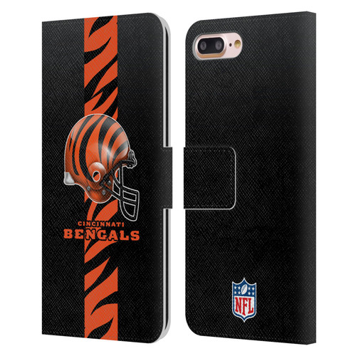 NFL Cincinnati Bengals Logo Helmet Leather Book Wallet Case Cover For Apple iPhone 7 Plus / iPhone 8 Plus
