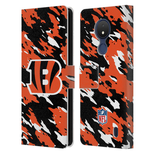 NFL Cincinnati Bengals Logo Camou Leather Book Wallet Case Cover For Nokia C21