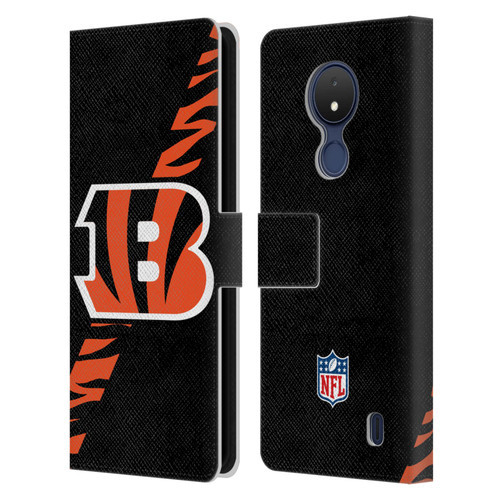 NFL Cincinnati Bengals Logo Stripes Leather Book Wallet Case Cover For Nokia C21