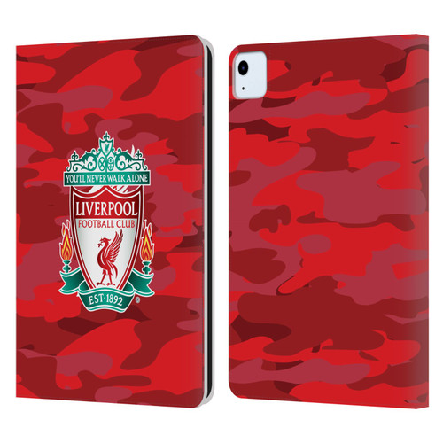 Liverpool Football Club Camou Home Colourways Crest Leather Book Wallet Case Cover For Apple iPad Air 11 2020/2022/2024