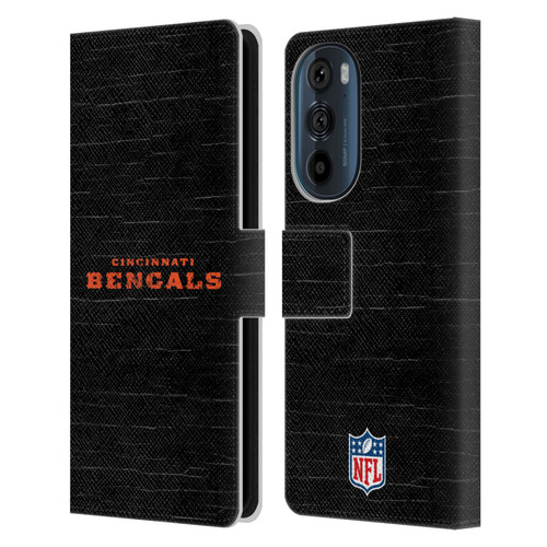 NFL Cincinnati Bengals Logo Distressed Look Leather Book Wallet Case Cover For Motorola Edge 30