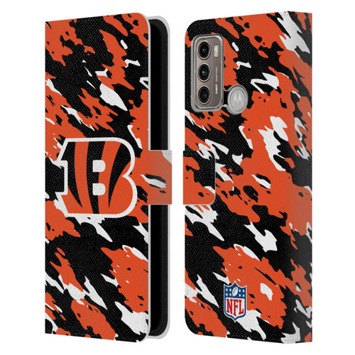 NFL Cincinnati Bengals Logo Camou Leather Book Wallet Case Cover For Motorola Moto G60 / Moto G40 Fusion