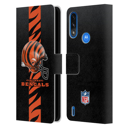 NFL Cincinnati Bengals Logo Helmet Leather Book Wallet Case Cover For Motorola Moto E7 Power / Moto E7i Power