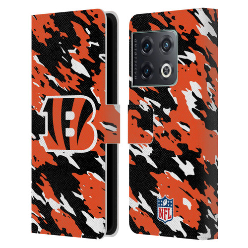 NFL Cincinnati Bengals Logo Camou Leather Book Wallet Case Cover For OnePlus 10 Pro