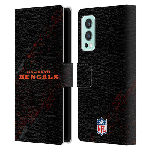 NFL Cincinnati Bengals Logo Blur Leather Book Wallet Case Cover For OnePlus Nord 2 5G