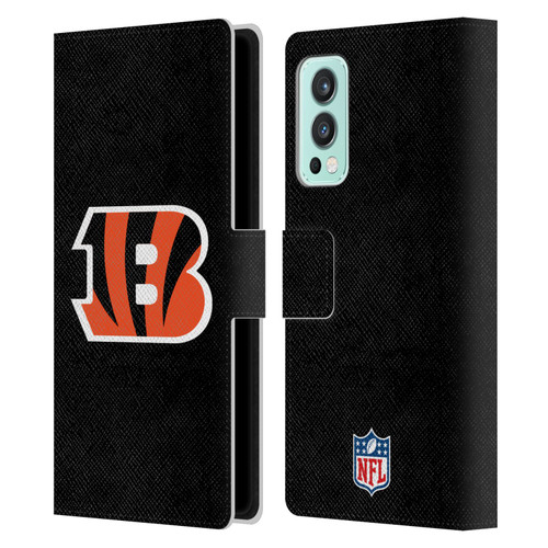 NFL Cincinnati Bengals Logo Plain Leather Book Wallet Case Cover For OnePlus Nord 2 5G