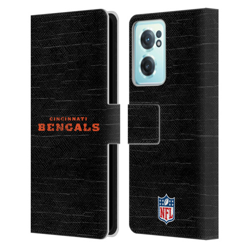 NFL Cincinnati Bengals Logo Distressed Look Leather Book Wallet Case Cover For OnePlus Nord CE 2 5G