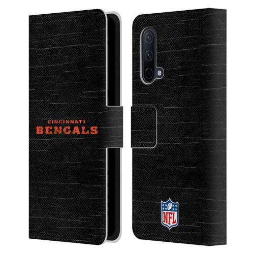 NFL Cincinnati Bengals Logo Distressed Look Leather Book Wallet Case Cover For OnePlus Nord CE 5G