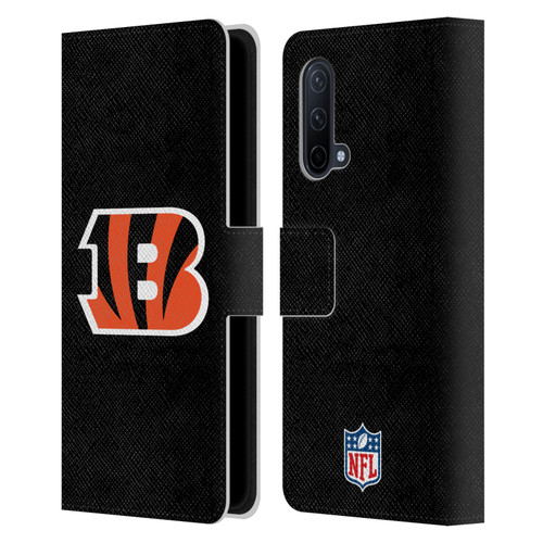 NFL Cincinnati Bengals Logo Plain Leather Book Wallet Case Cover For OnePlus Nord CE 5G