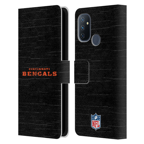 NFL Cincinnati Bengals Logo Distressed Look Leather Book Wallet Case Cover For OnePlus Nord N100