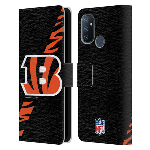 NFL Cincinnati Bengals Logo Stripes Leather Book Wallet Case Cover For OnePlus Nord N100