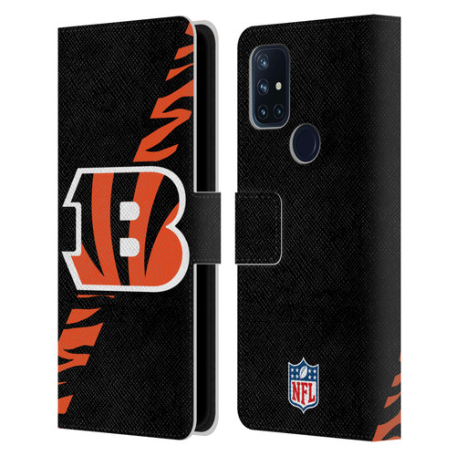 NFL Cincinnati Bengals Logo Stripes Leather Book Wallet Case Cover For OnePlus Nord N10 5G