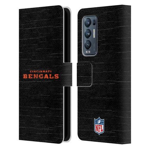 NFL Cincinnati Bengals Logo Distressed Look Leather Book Wallet Case Cover For OPPO Find X3 Neo / Reno5 Pro+ 5G