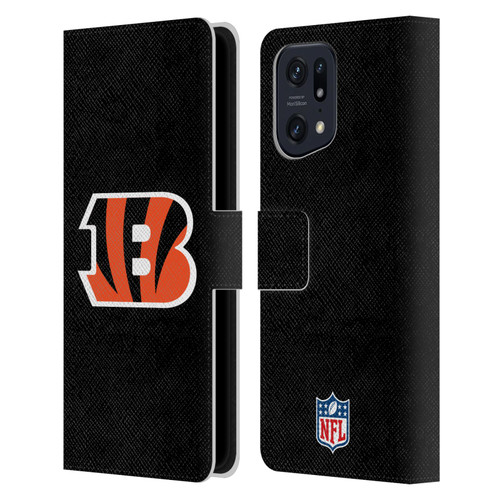 NFL Cincinnati Bengals Logo Plain Leather Book Wallet Case Cover For OPPO Find X5