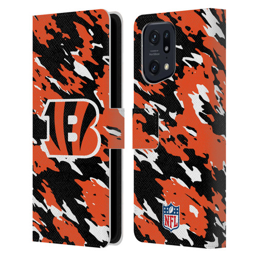 NFL Cincinnati Bengals Logo Camou Leather Book Wallet Case Cover For OPPO Find X5 Pro