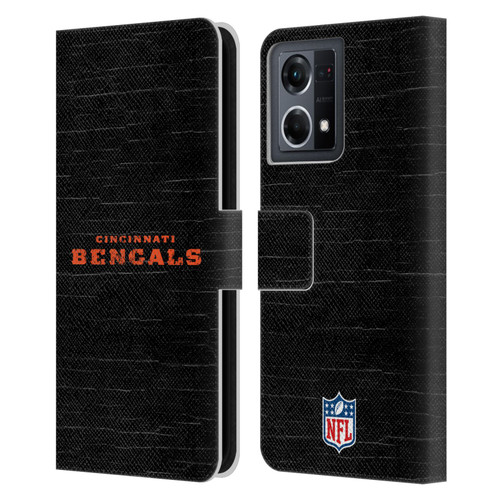 NFL Cincinnati Bengals Logo Distressed Look Leather Book Wallet Case Cover For OPPO Reno8 4G