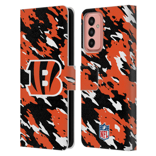 NFL Cincinnati Bengals Logo Camou Leather Book Wallet Case Cover For Samsung Galaxy M13 (2022)