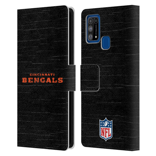 NFL Cincinnati Bengals Logo Distressed Look Leather Book Wallet Case Cover For Samsung Galaxy M31 (2020)
