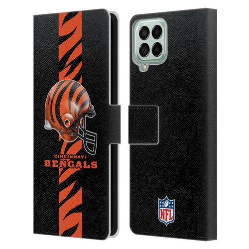 NFL Cincinnati Bengals Logo Helmet Leather Book Wallet Case Cover For Samsung Galaxy M33 (2022)