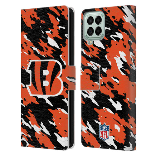 NFL Cincinnati Bengals Logo Camou Leather Book Wallet Case Cover For Samsung Galaxy M53 (2022)