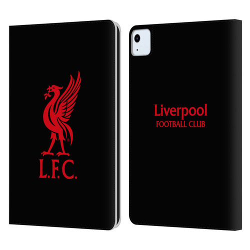 Liverpool Football Club Liver Bird Red Logo On Black Leather Book Wallet Case Cover For Apple iPad Air 11 2020/2022/2024